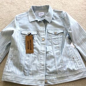 Blue and white strip denim jacket. New with tag!
